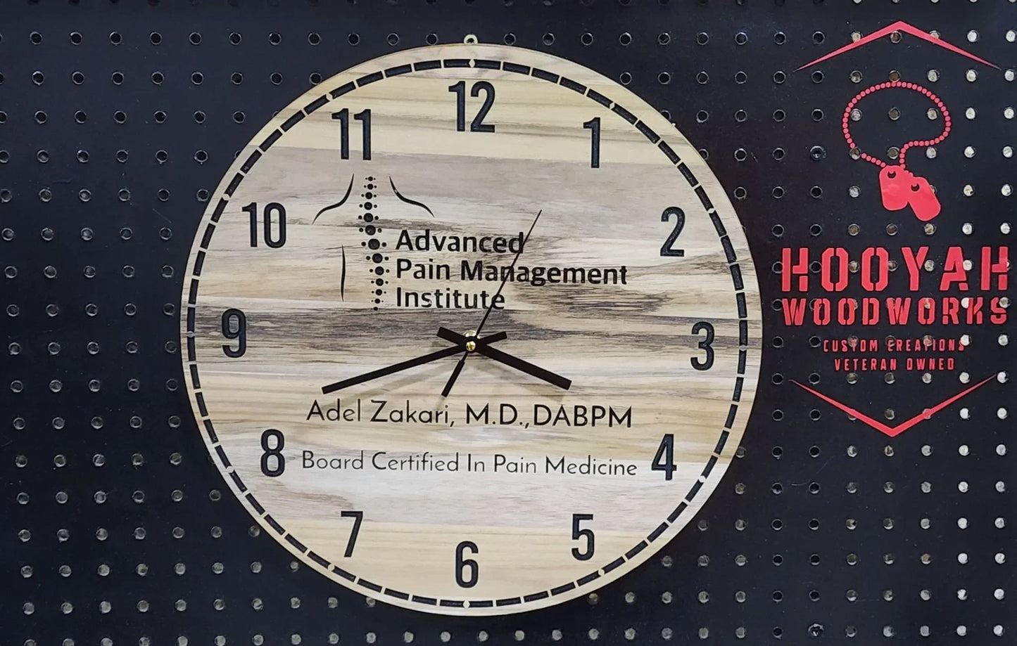 15-Inch Personalized Teak Wall Clock β Custom Luxury Timepiece - Hooyah Woodworks LLC