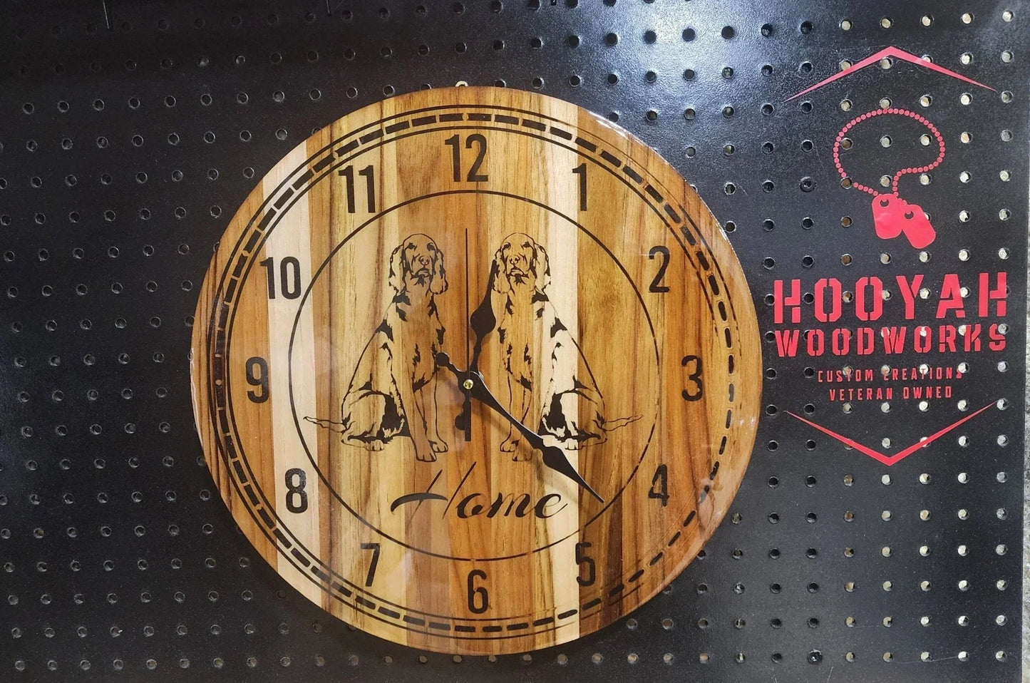 15-Inch Personalized Teak Wall Clock β Custom Luxury Timepiece - Hooyah Woodworks LLC