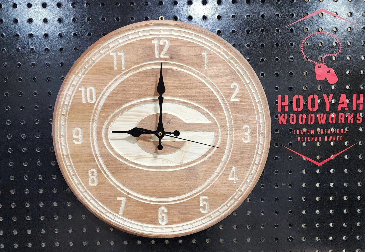 Georgia Bulldog clock (G) - Hooyah Woodworks LLC
