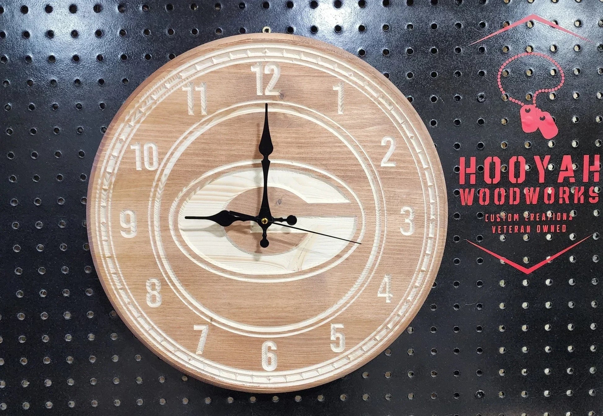 Georgia Bulldog clock (G) - Hooyah Woodworks LLC