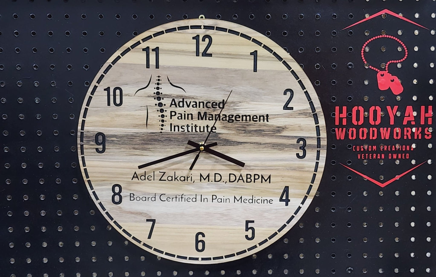 15-Inch Personalized Teak Wall Clock โ Custom Luxury Timepiece