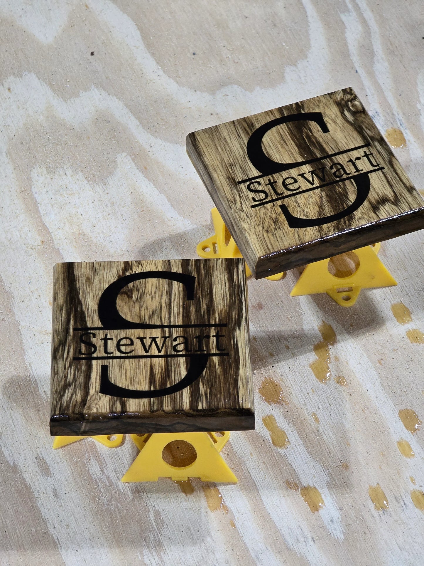 Customized coaster set. - Hooyah Woodworks LLC