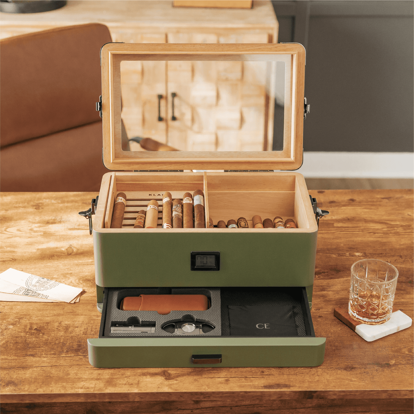Military Glass Top Humidor - Hooyah Woodworks LLC