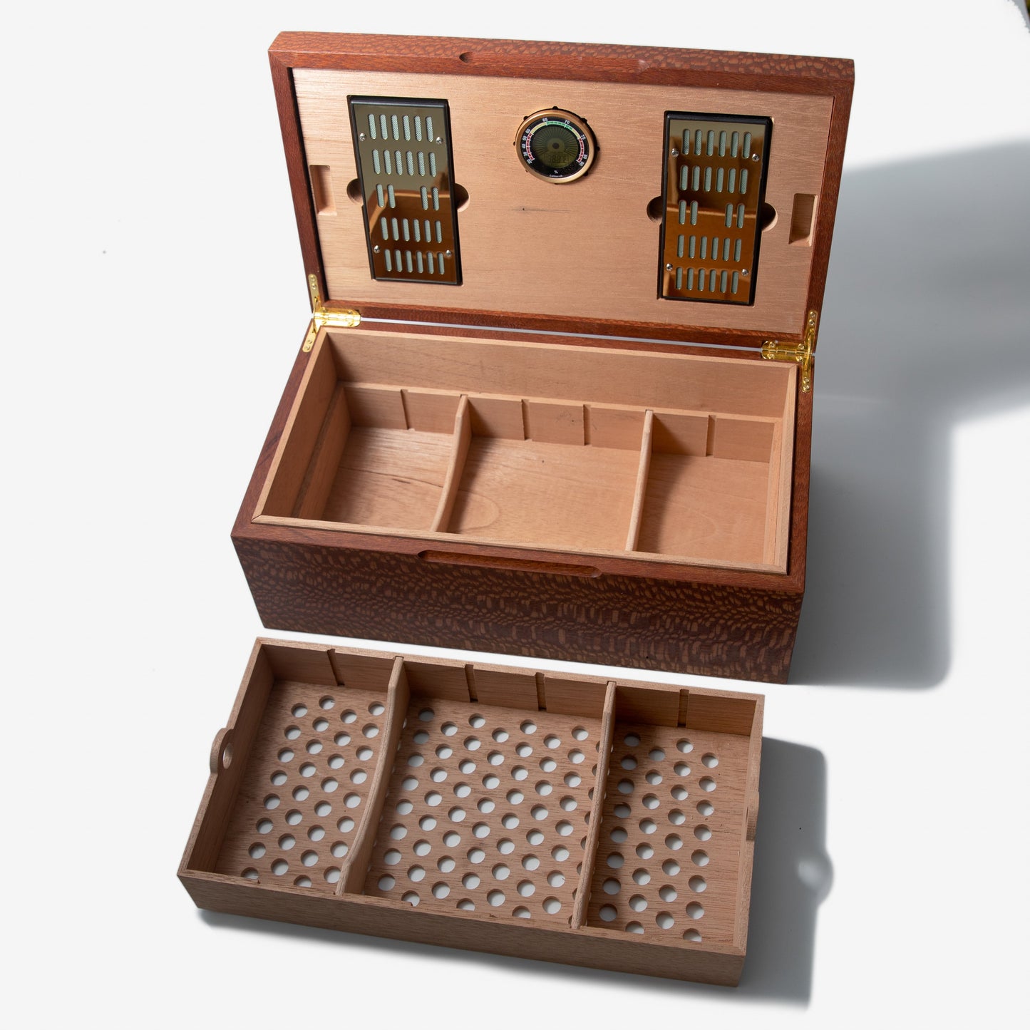 Cigar Humidor - Lacewood with Spanish Cedar Lining - 80 Capacity - Hooyah Woodworks LLC