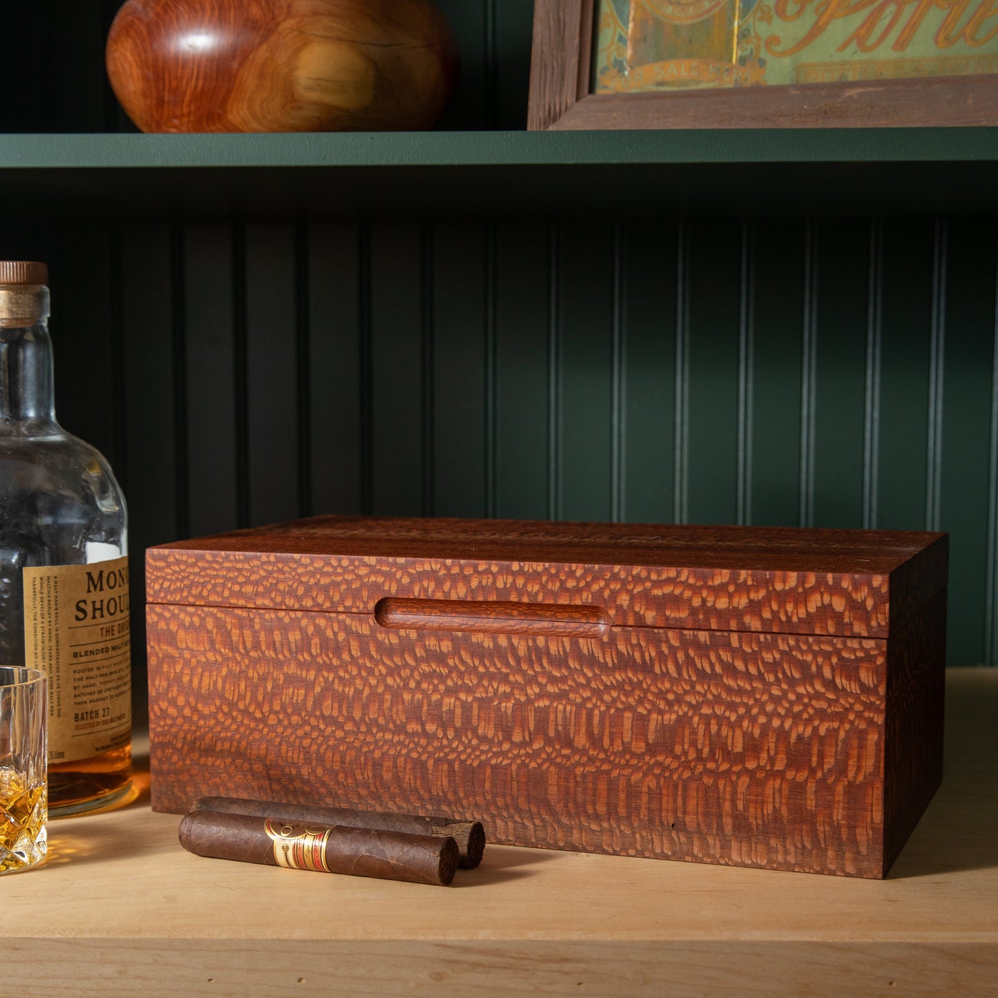 Cigar Humidor - Lacewood with Spanish Cedar Lining - 80 Capacity - Hooyah Woodworks LLC