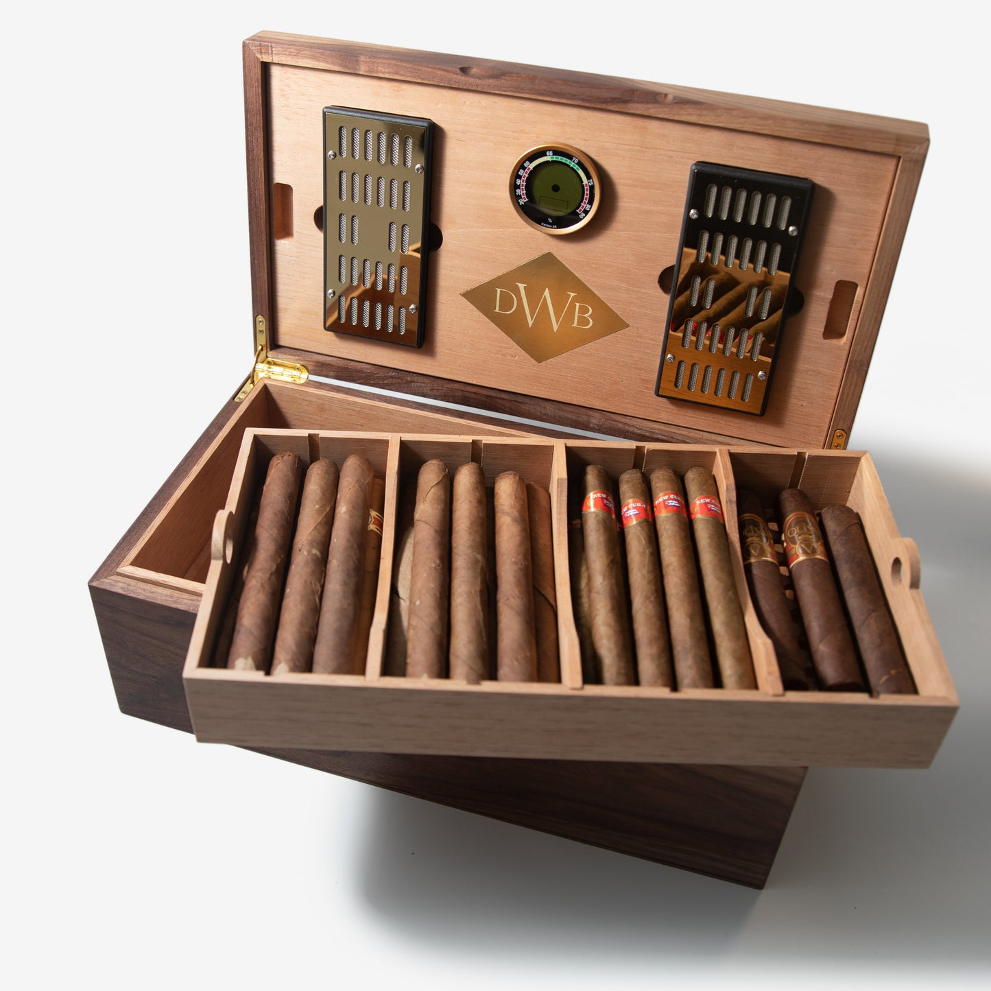 Cigar Humidor - Black Walnut with Spanish Cedar Lining - 80 Capacity - Hooyah Woodworks LLC