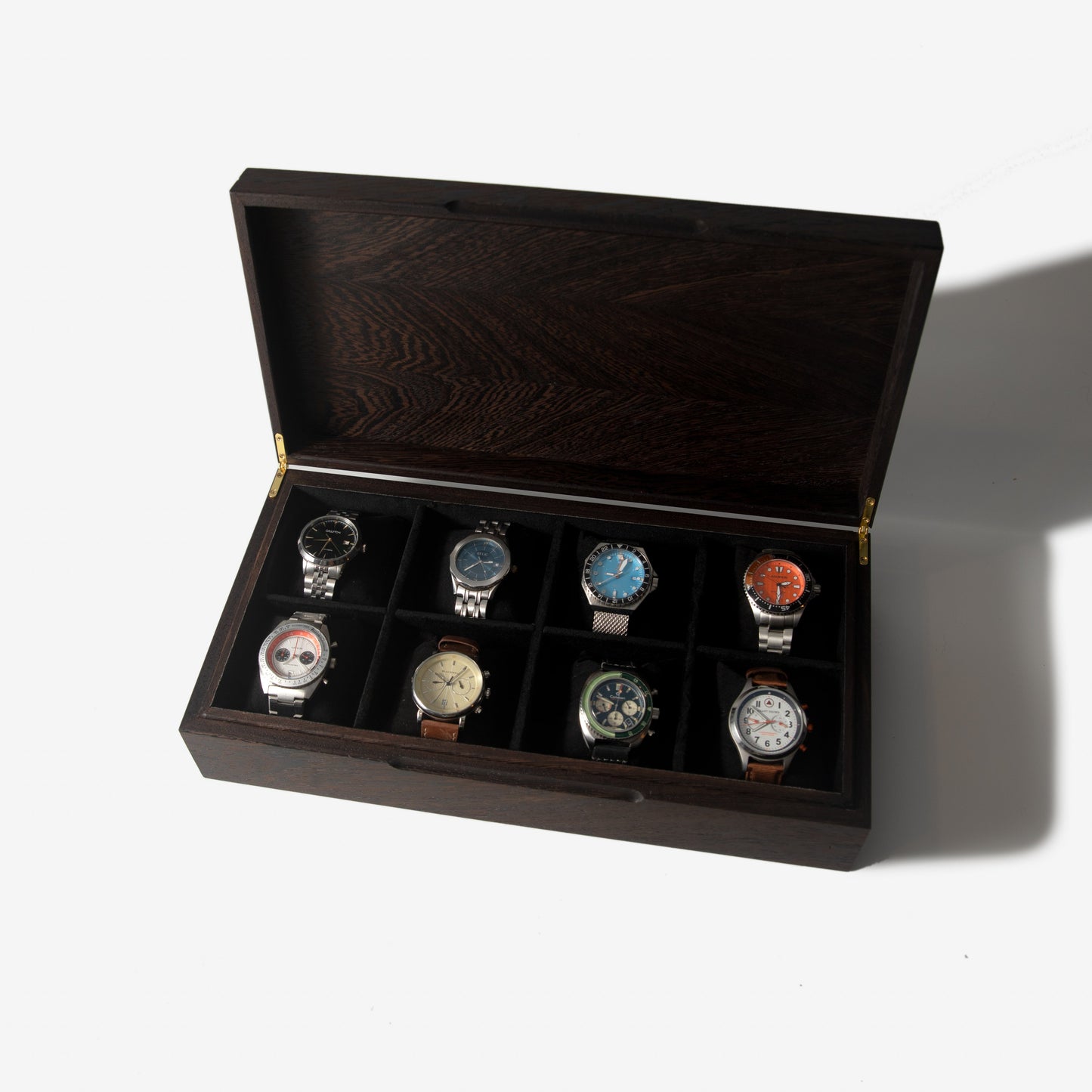 Watch Box - Wenge Hardwood - 8 Watch Compartments - Hooyah Woodworks LLC