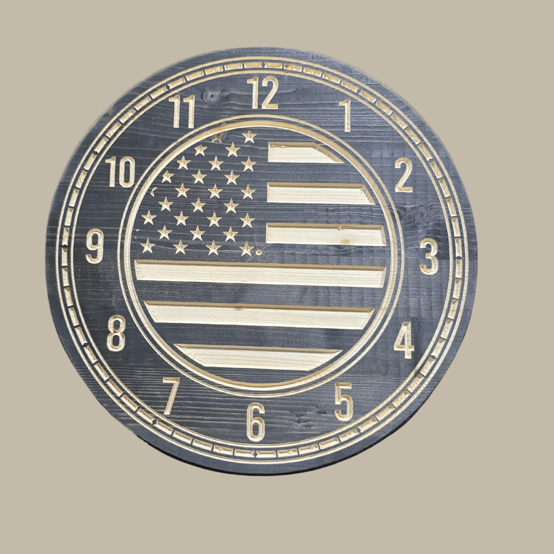 15-Inch American Flag Wall Clock – Custom Stained Patriotic Décor