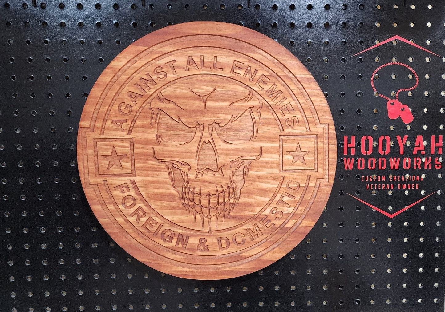 Against all enemies skull sign. - Hooyah Woodworks LLC