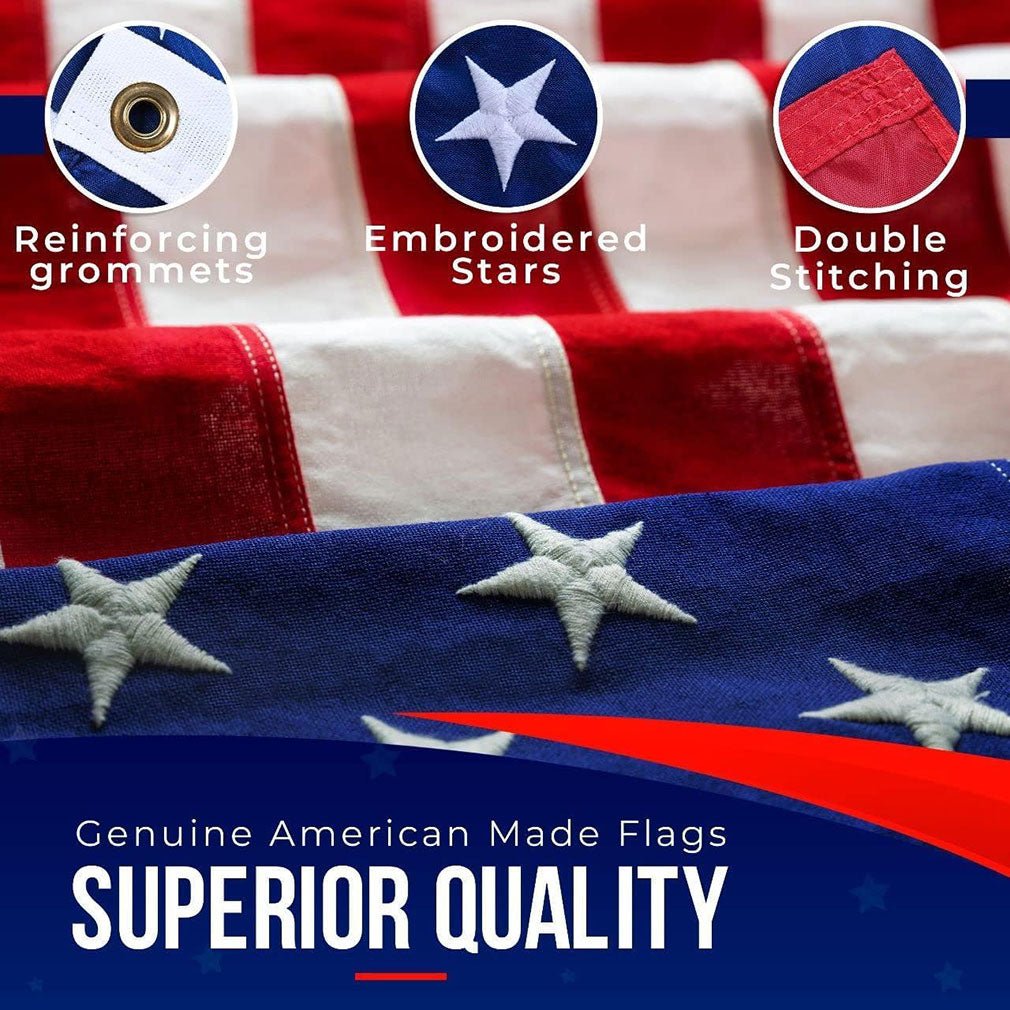 American Flag | American Flags for Outside 3'x5' |100% Made in USA Flag - Premium US Flag 3X5 Heavy Duty Outdoor with Embroidered Stars and Sewn Stripes. - Hooyah Woodworks LLC