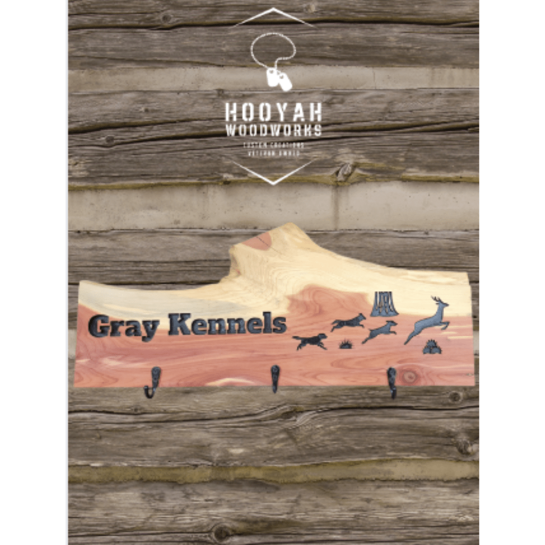Dog collar station MINI (engraved) - Hooyah Woodworks LLC