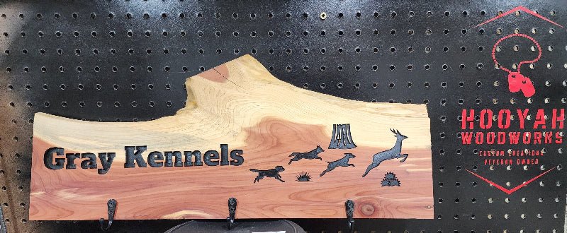 Dog collar station MINI (engraved) - Hooyah Woodworks LLC