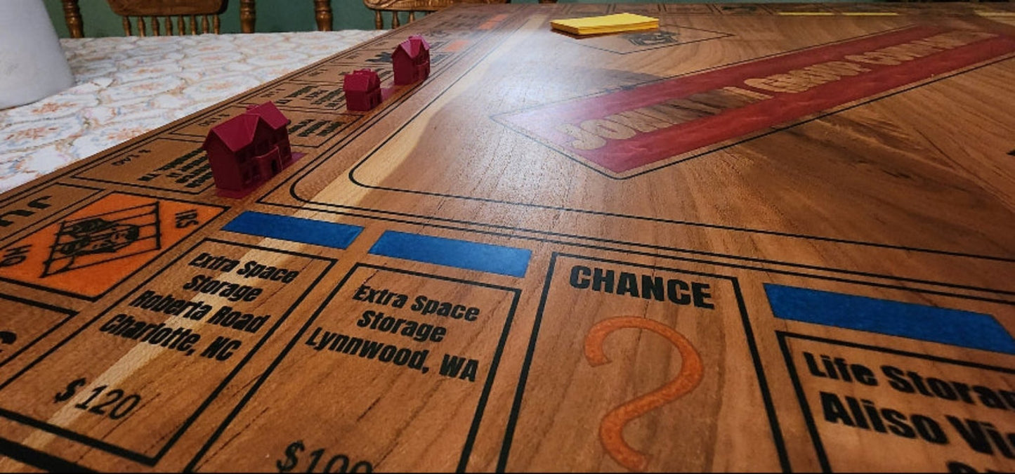 Heirloom quality CUSTOM Monopoly board - Hooyah Woodworks LLC