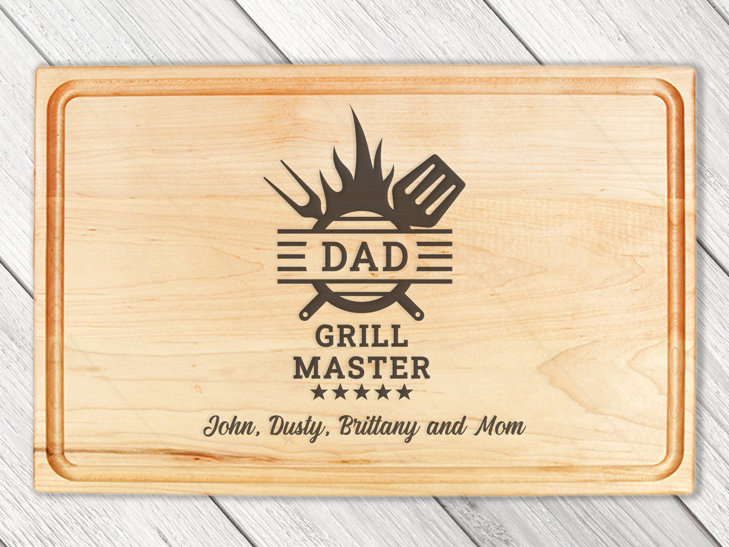 Personalized Gift For Dad, Dad Grill Master Cutting Board, Custom Grilling Gift For Dad, BBQ Gift For Dad, Custom Cutting Board - USA Made - Hooyah Woodworks LLC