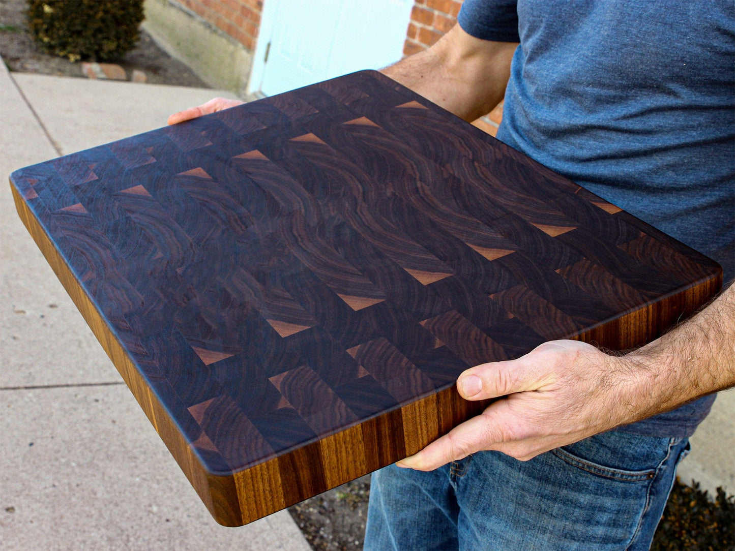 Wedding Gift, Extra Large End Grain Walnut Cutting Board, End Grain Butcher Block with Rubber Feet, Mother's Day, Anniversary Gift, USA Made - Hooyah Woodworks LLC