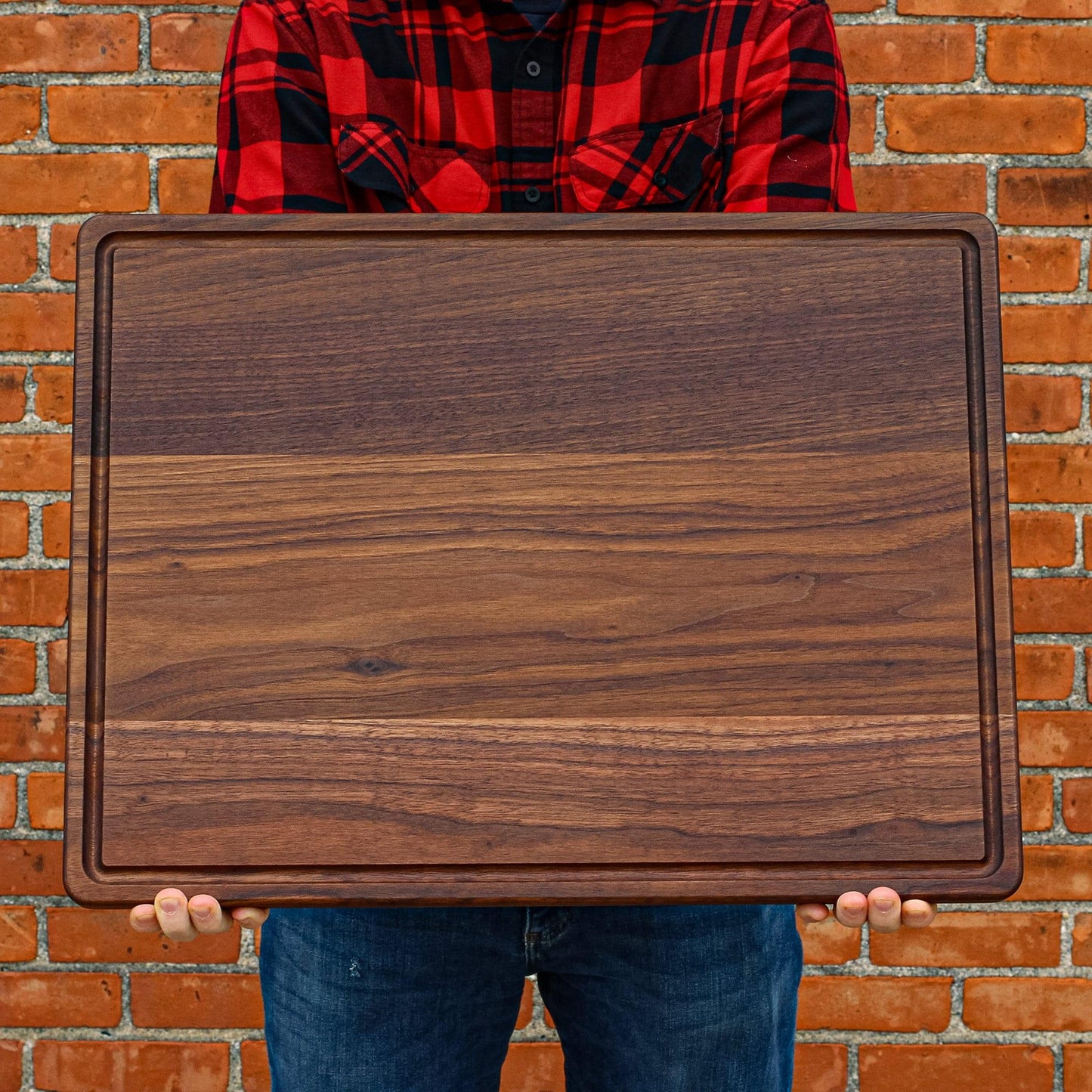1.25” Thick Extra Large Wood Cutting Board with Feet, Pocket Handles and Juice Groove, 24x18”x1.25 Inches Thick, Gift For Dad, 100% USA Made - Hooyah Woodworks LLC