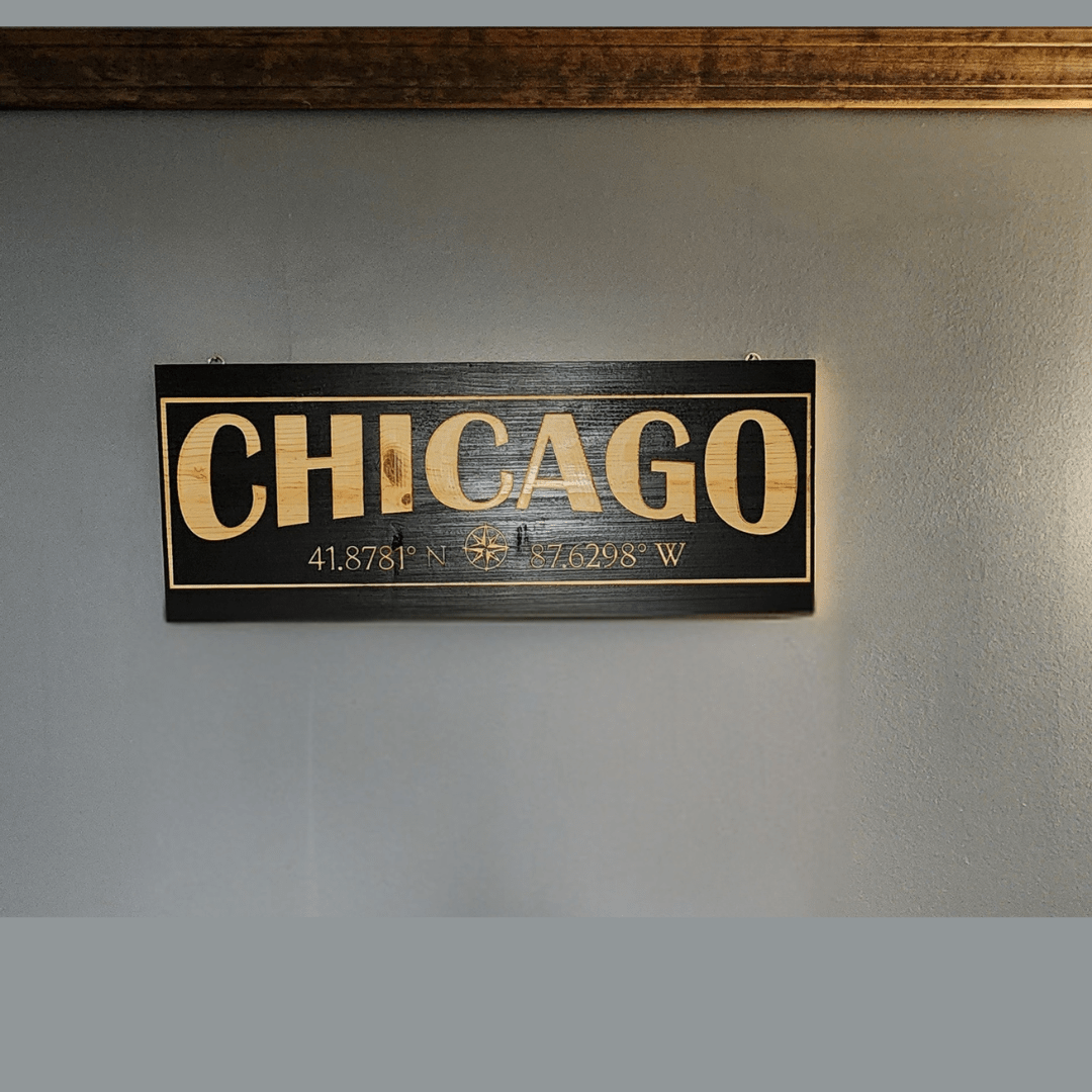 Location wood sign with personalized coordinates - Hooyah Woodworks LLC