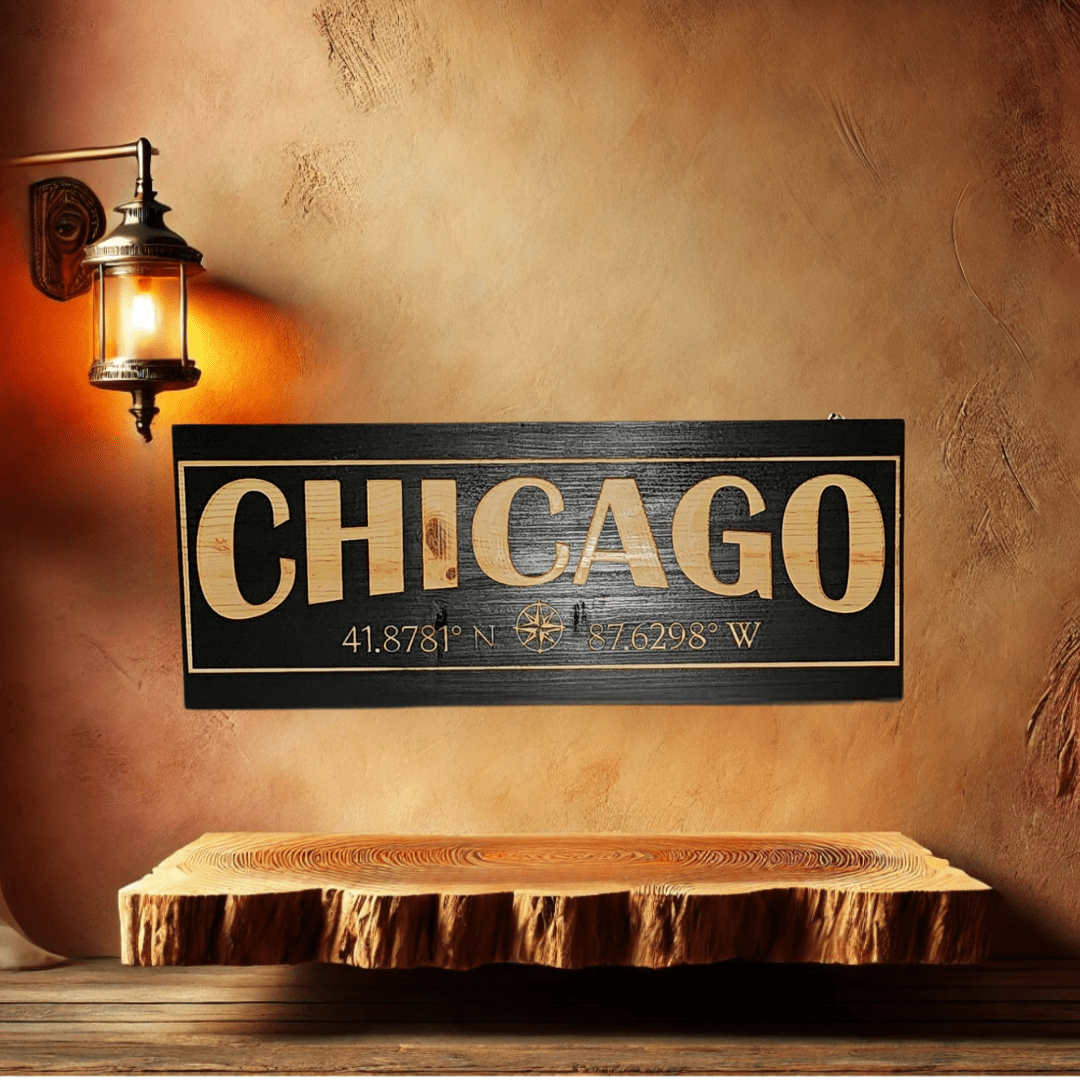 Location wood sign with personalized coordinates - Hooyah Woodworks LLC