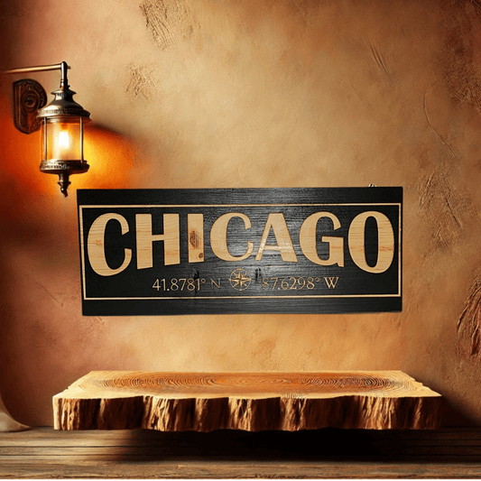 Location wood sign with personalized coordinates - Hooyah Woodworks LLC