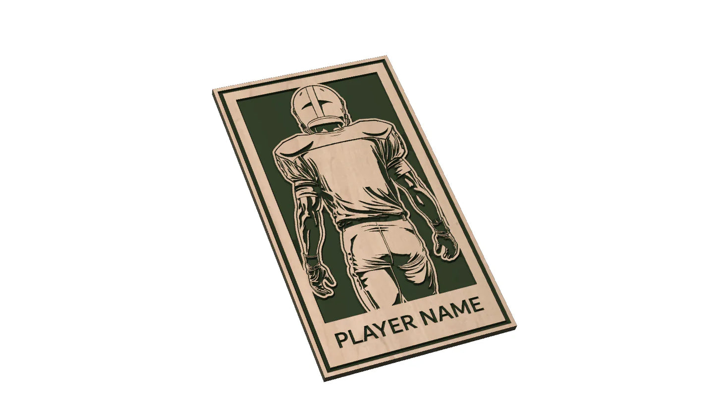 Personalized football player plalque - Hooyah Woodworks LLC