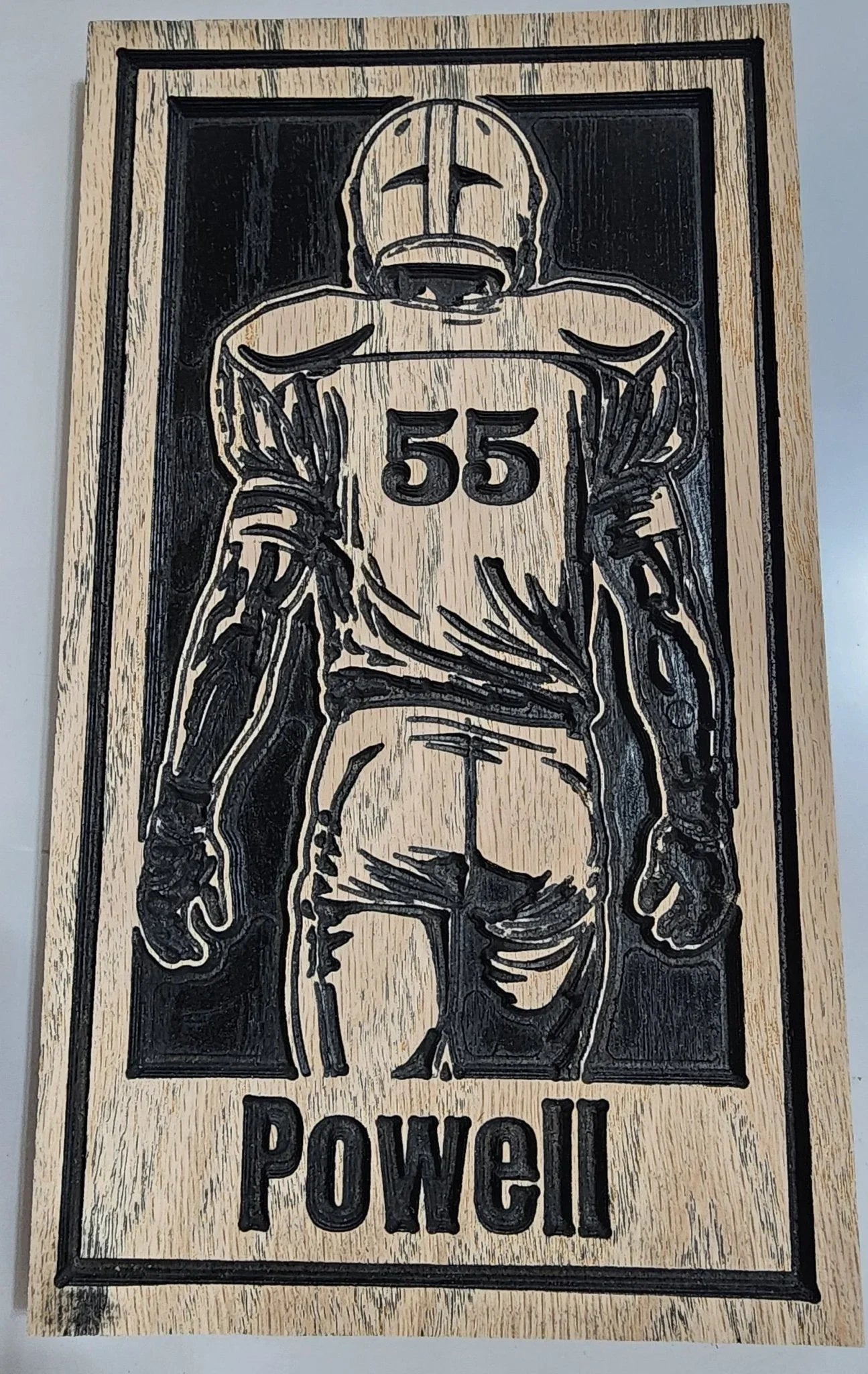 Personalized football player plalque - Hooyah Woodworks LLC