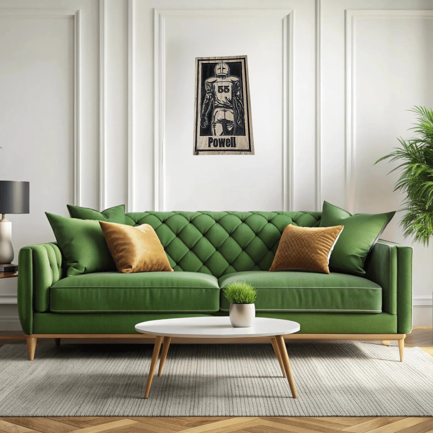 Personalized football player plalque - Hooyah Woodworks LLC