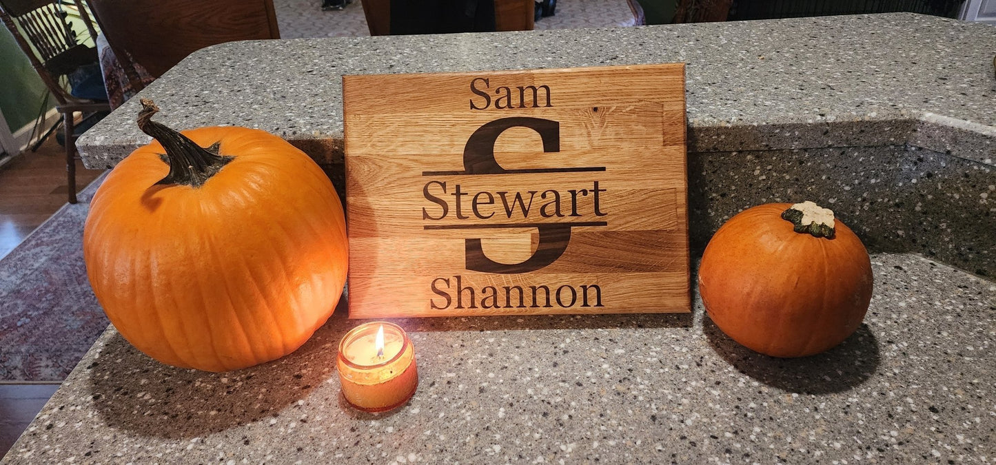 Walnut inlay butcher block cutting board. Personalization welcome. - Hooyah Woodworks LLC