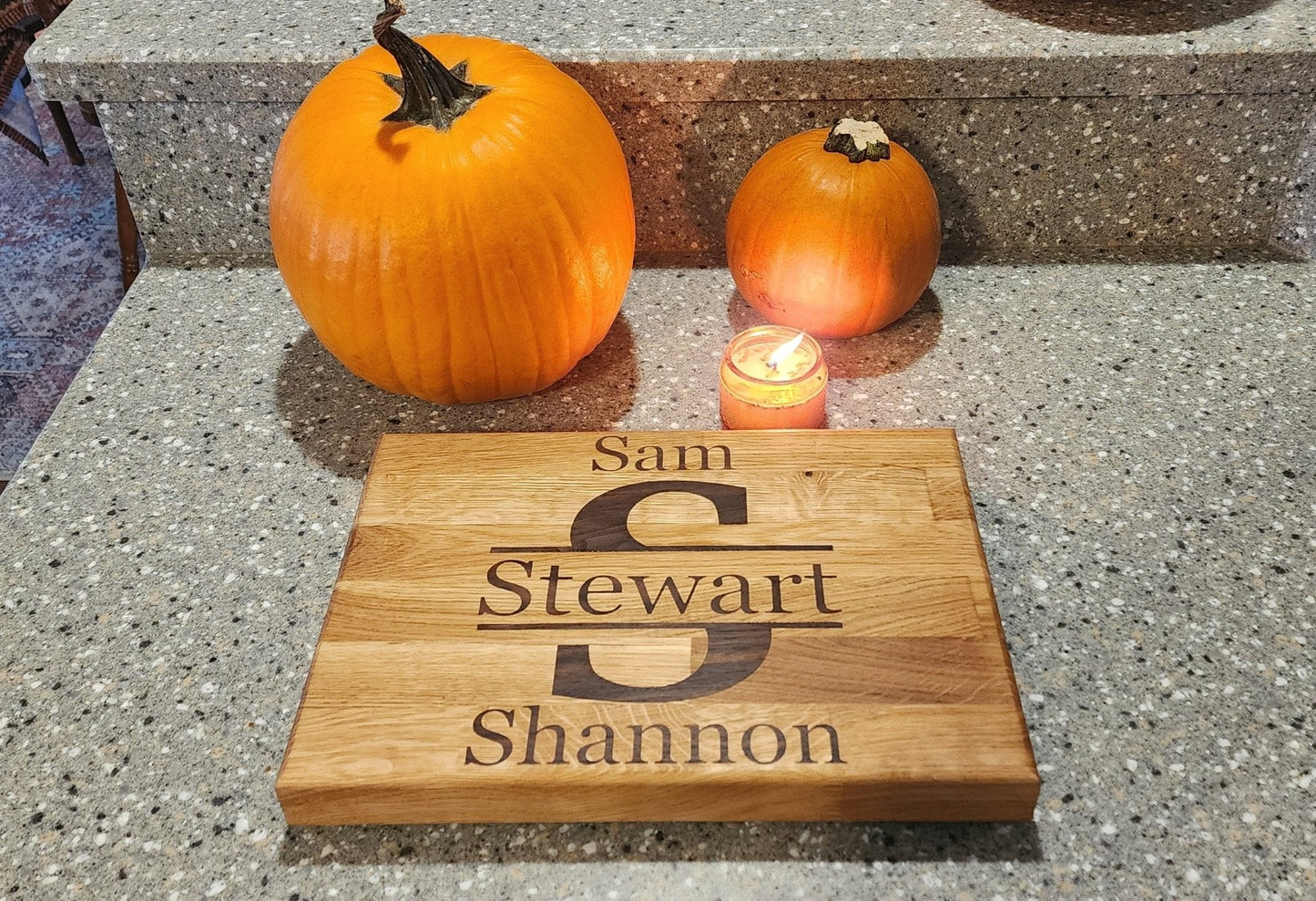 Walnut inlay butcher block cutting board. Personalization welcome. - Hooyah Woodworks LLC