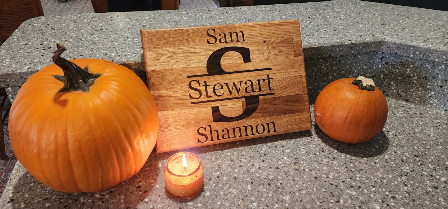 Walnut inlay butcher block cutting board. Personalization welcome. - Hooyah Woodworks LLC