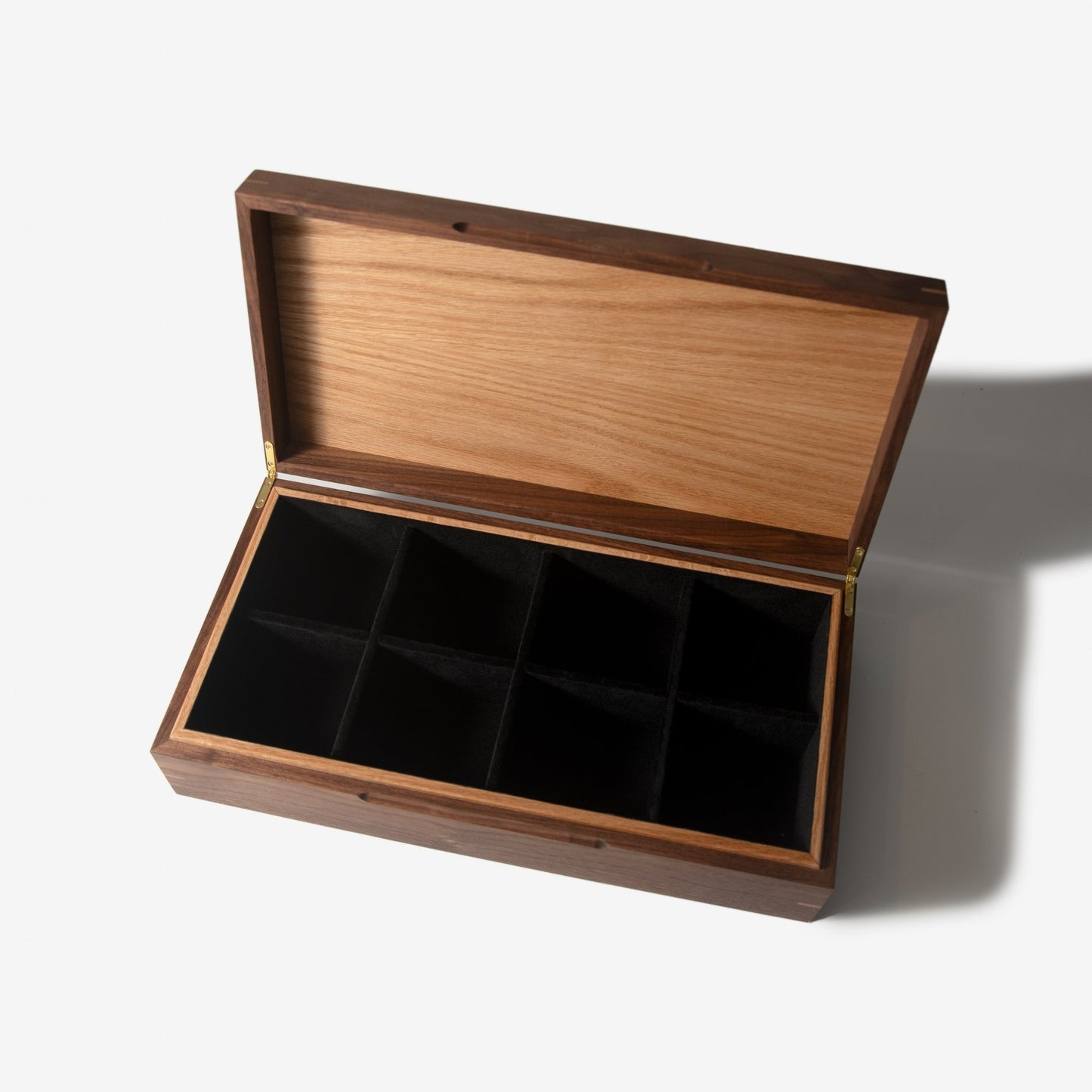 Watch Box - Black Walnut and Oak - 8 Compartments - Hooyah Woodworks LLC