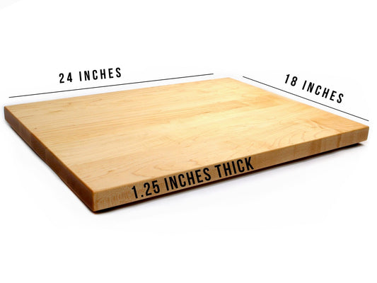 1.25” Thick Extra Large Butcher Block Cutting Board With Rubber Feet, Thick Cutting Board, Wood Chopping Board, American Made Maple Hardwood - Hooyah Woodworks LLC