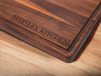 1.25” Thick Extra Large Wood Cutting Board with Feet, Pocket Handles and Juice Groove, 24x18”x1.25 Inches Thick, Gift For Dad, 100% USA Made - Hooyah Woodworks LLC