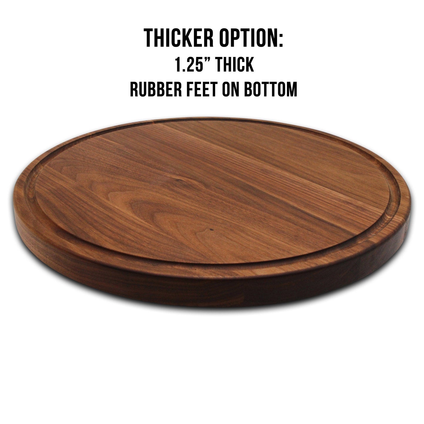 18" Walnut Personalized Round Board with Juice Groove, 18” Round Personalized Charcuterie Board, Wedding Gift, Gift For the Couple, USA Made - Hooyah Woodworks LLC