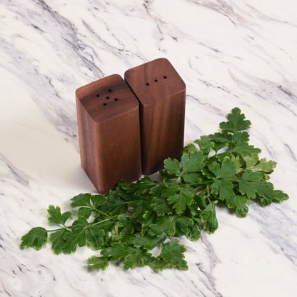 Salt & Pepper Shakers on an Acacia Wood Base - Hooyah Woodworks LLC