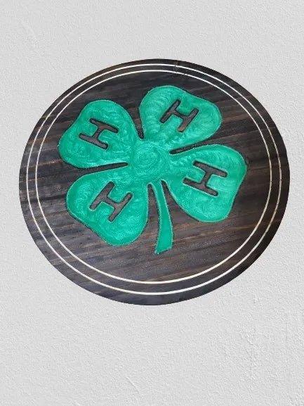 4H logo engraved and epoxy filled - Hooyah Woodworks LLC