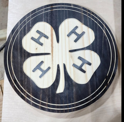 4H logo engraved and epoxy filled - Hooyah Woodworks LLC