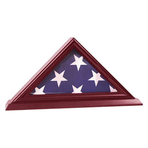 Flags Connections - 3'x5' Flag Display Case, Shadow Box (Not for Burial Funeral Flag), Solid Wood, Cherry Finish.