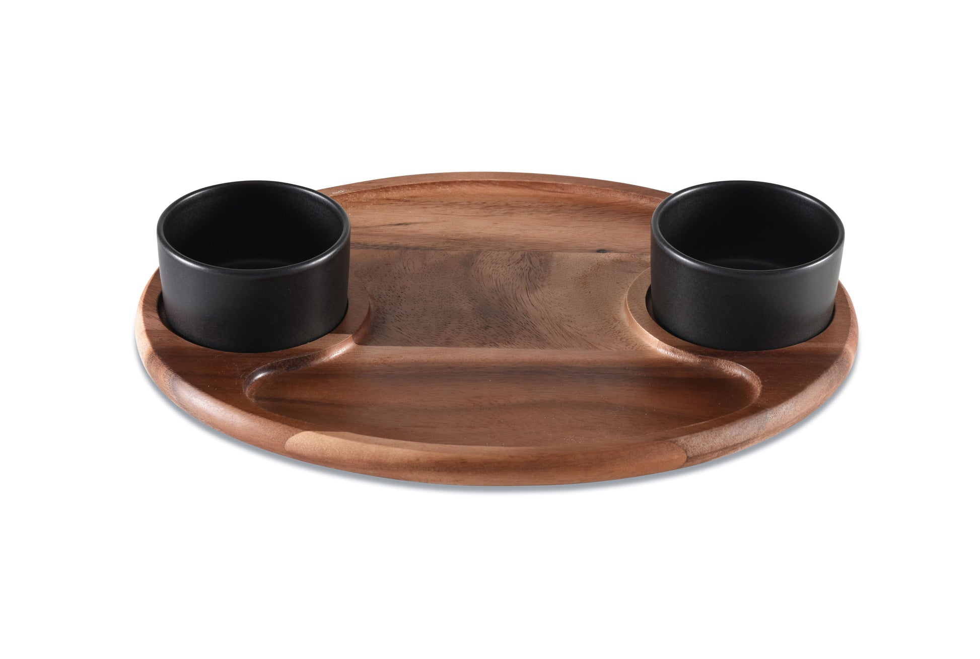 Charcuterie / Serving Tray w/ 2 Ceramic Bowls w/ Lids - Hooyah Woodworks LLC