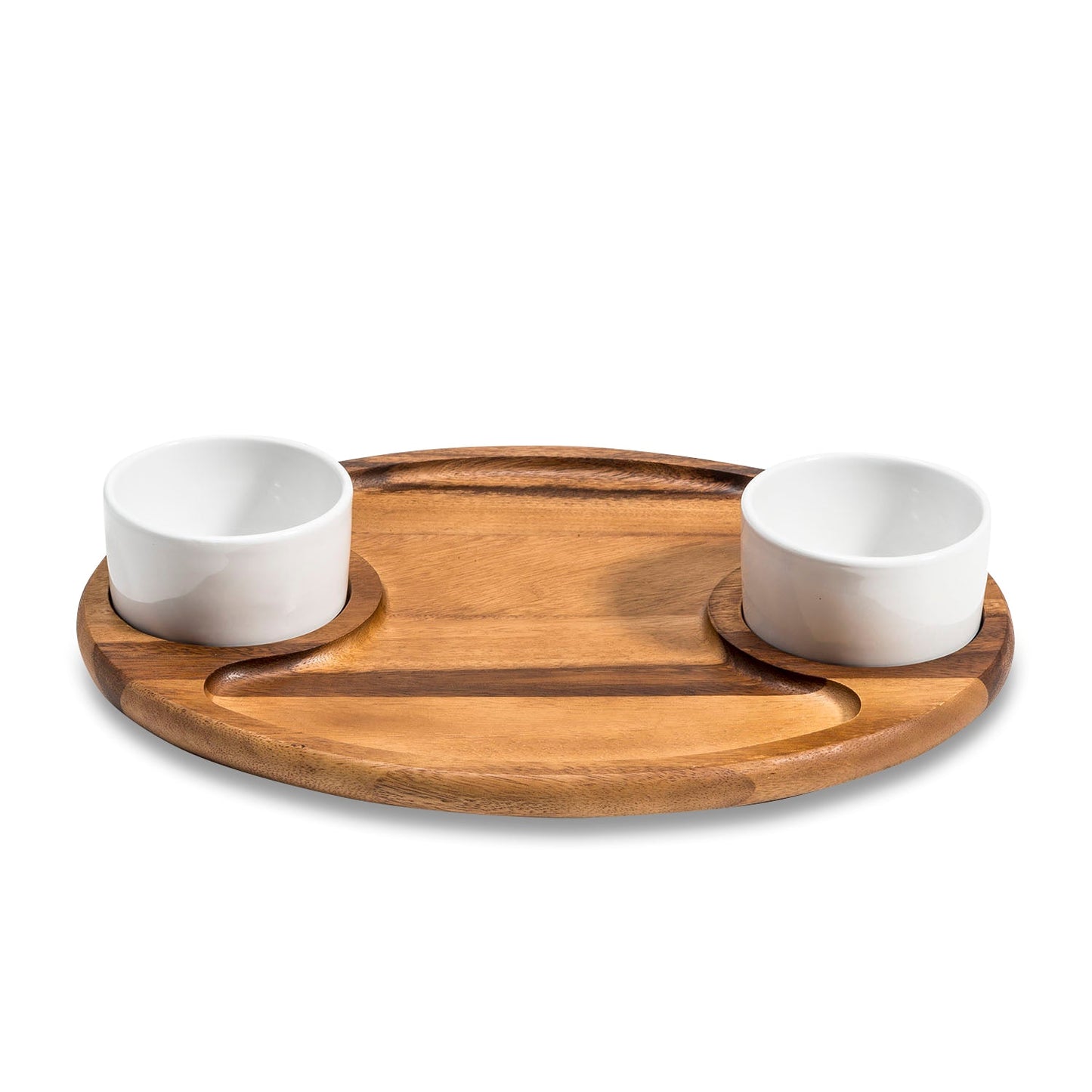 Charcuterie / Serving Tray w/ 2 Ceramic Bowls w/ Lids - Hooyah Woodworks LLC