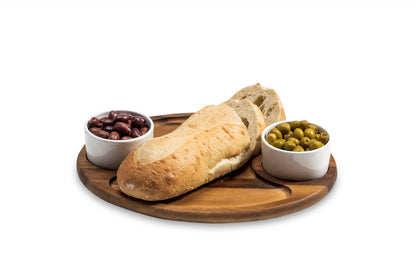 Charcuterie / Serving Tray w/ 2 Ceramic Bowls w/ Lids - Hooyah Woodworks LLC