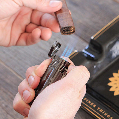Cigar Accessory Kit Polished Gunmetal Finish Cutter & Torch Lighter