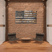 Challenge Coin Display — thin blue line tribute with coin ledges