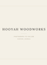 A minimalist beige square card with a thin border and centered text reading 'HOOYAH WOODWORKS', 'PHOTOGRAPH TO FOLLOW', and 'SCREVEN, GEORGIA'.