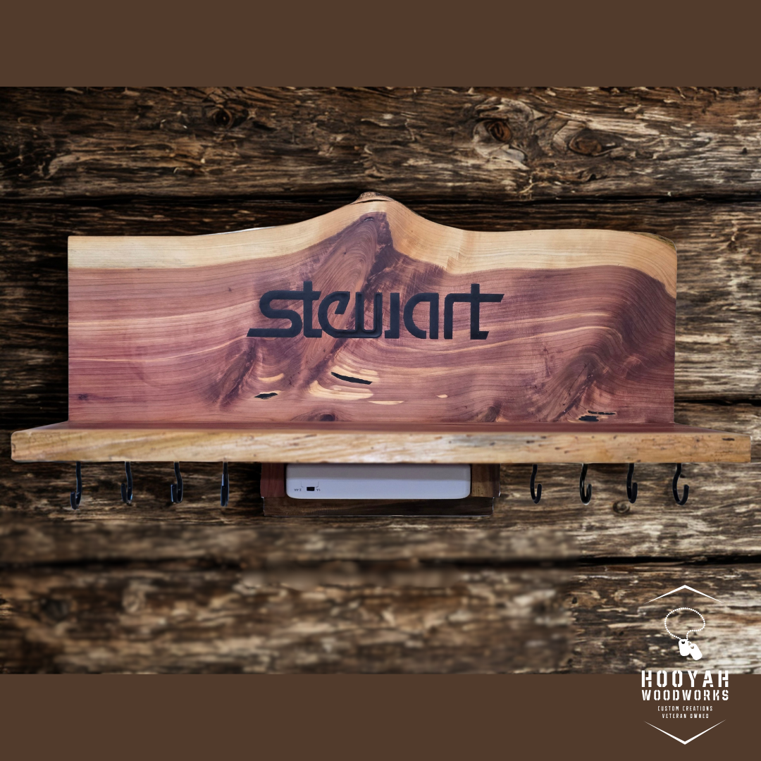 cedar dog collar charging station handmade