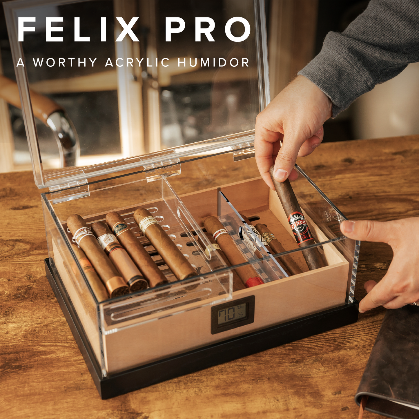 Felix Pro Tupperdor - Acrylic Humidor - Hooyah Woodworks LLC
