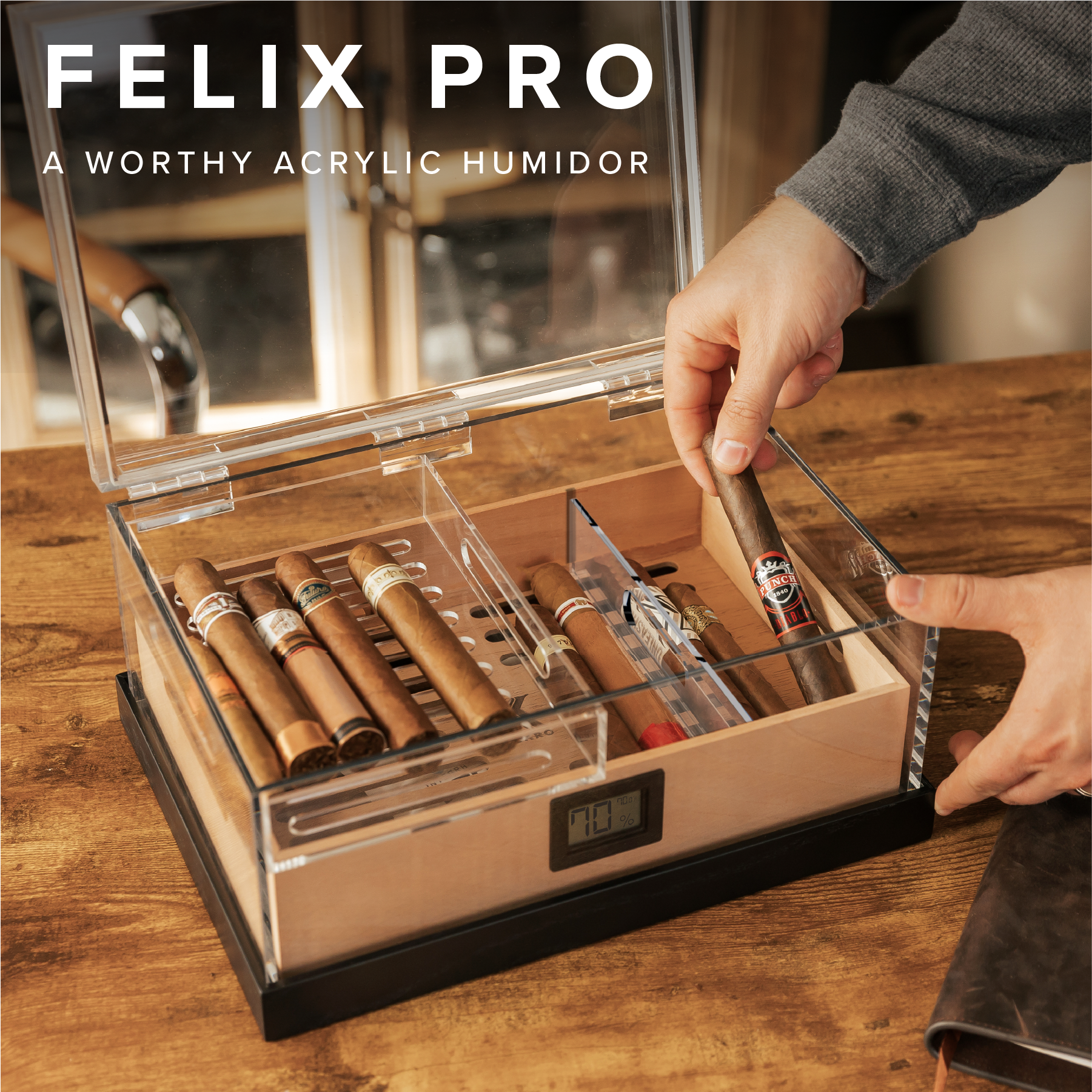 Felix Pro Tupperdor - Acrylic Humidor - Hooyah Woodworks LLC