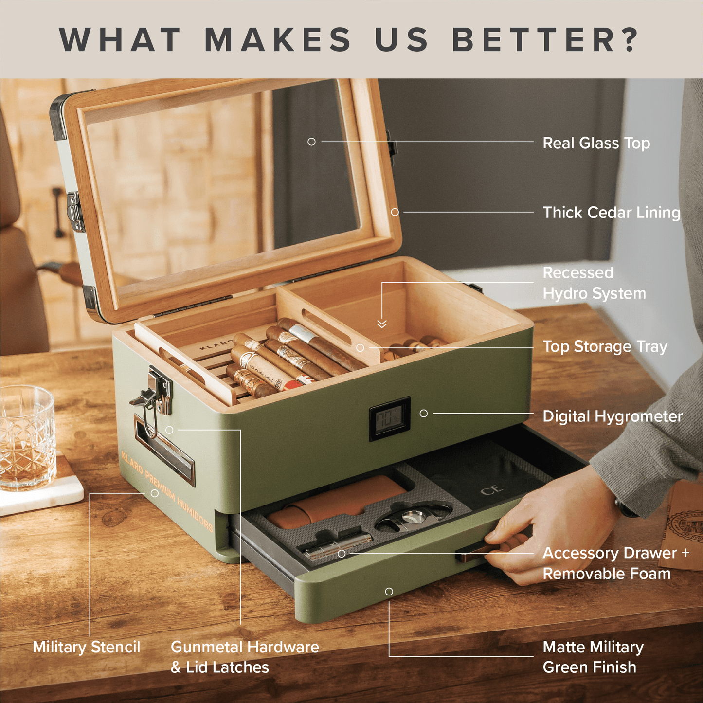 Military Glass Top Humidor - Hooyah Woodworks LLC