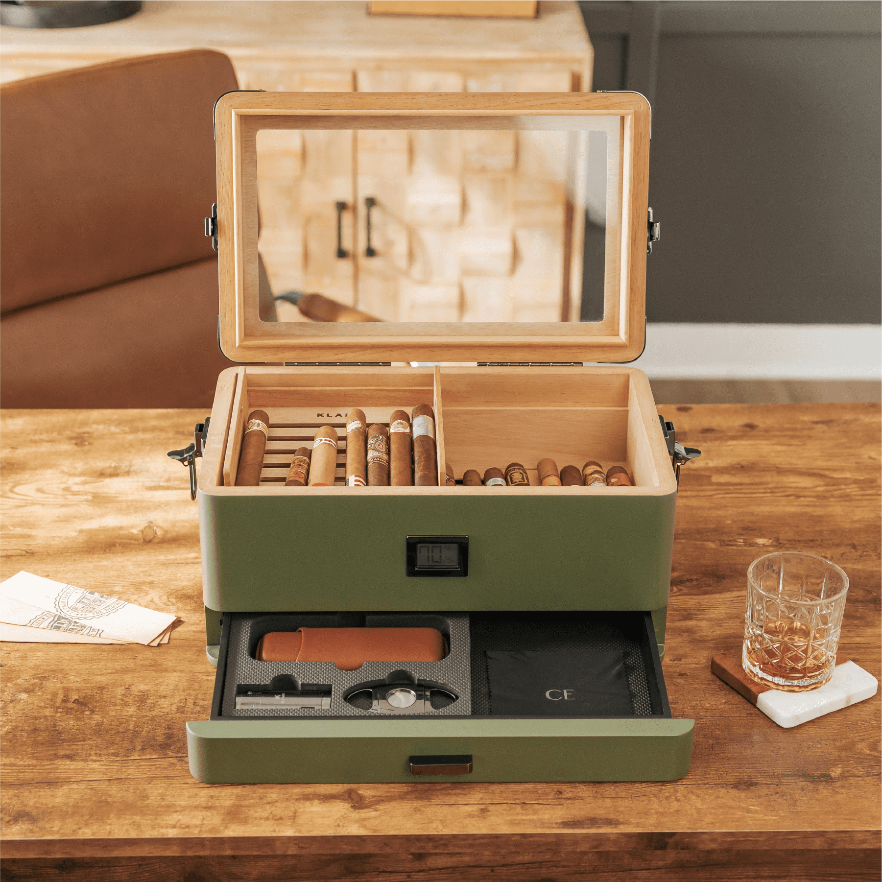 Military Glass Top Humidor - Hooyah Woodworks LLC