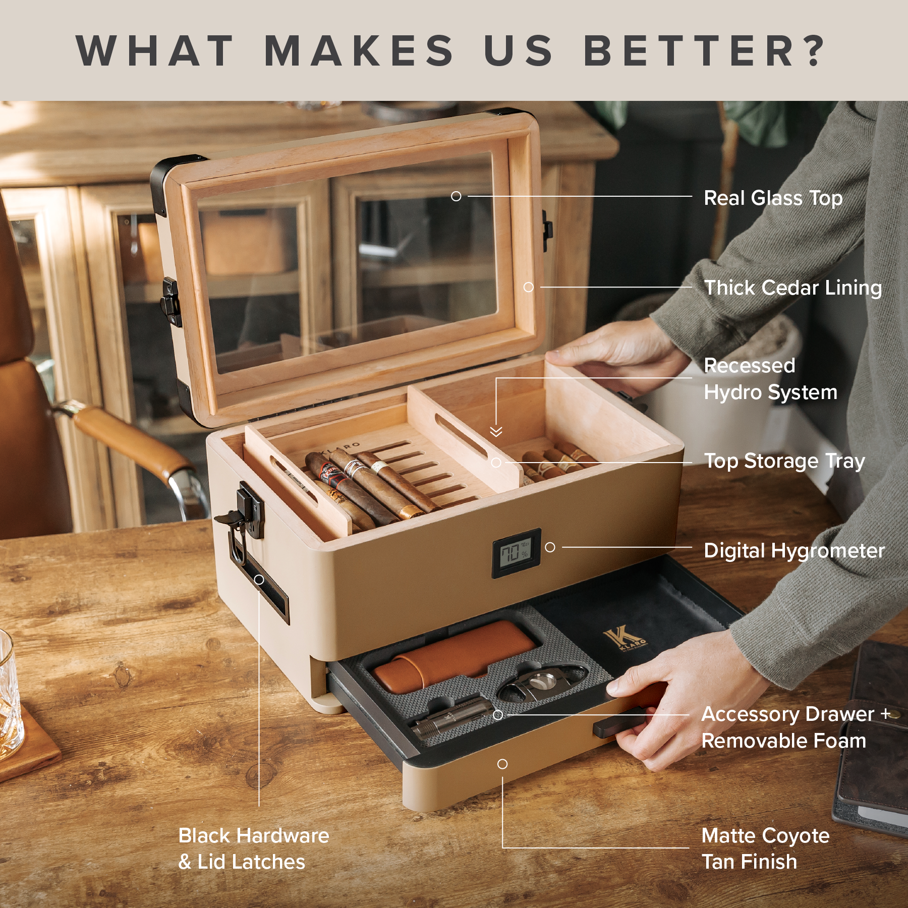 Coyote Tan Edition Military Humidor - Hooyah Woodworks LLC