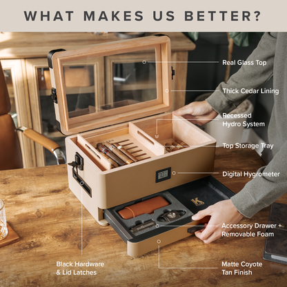 Coyote Tan Edition Military Humidor - Hooyah Woodworks LLC
